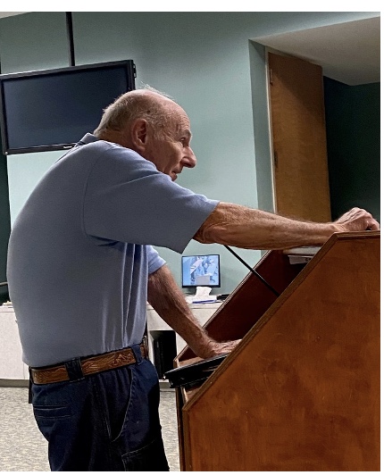 The champ, Paul Forte, making one of his many appeals at a local meeting.